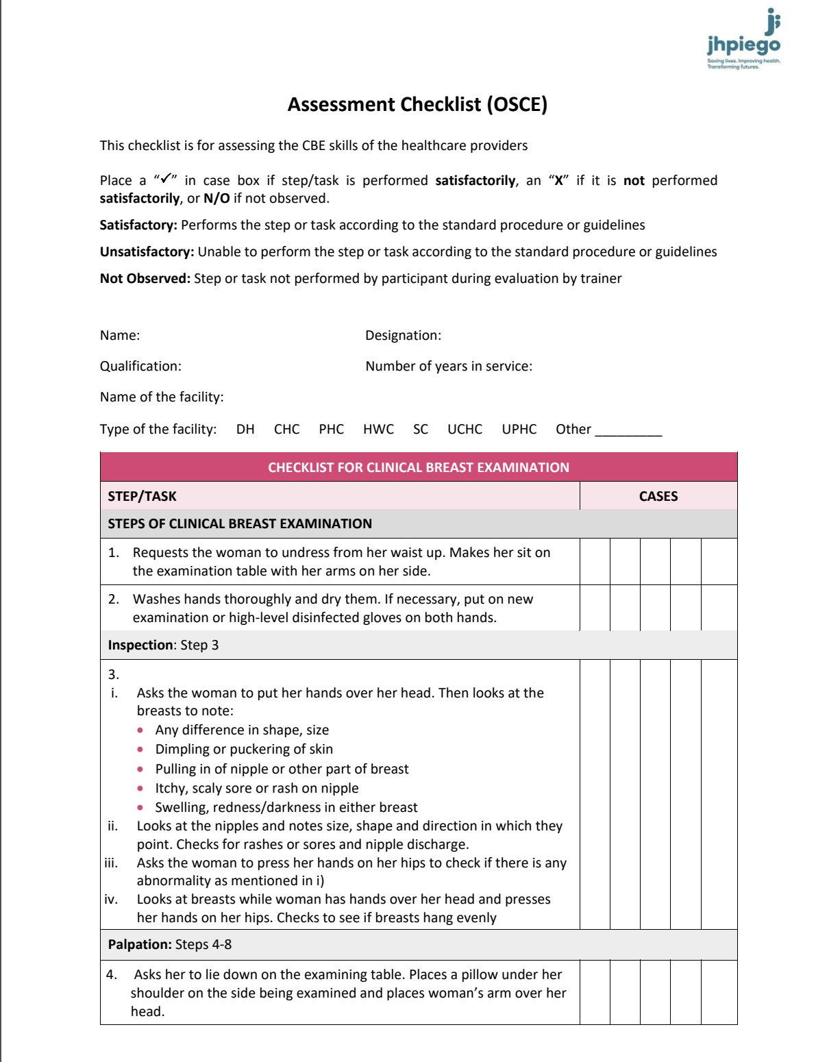 Assessment Checklist (OSCE)