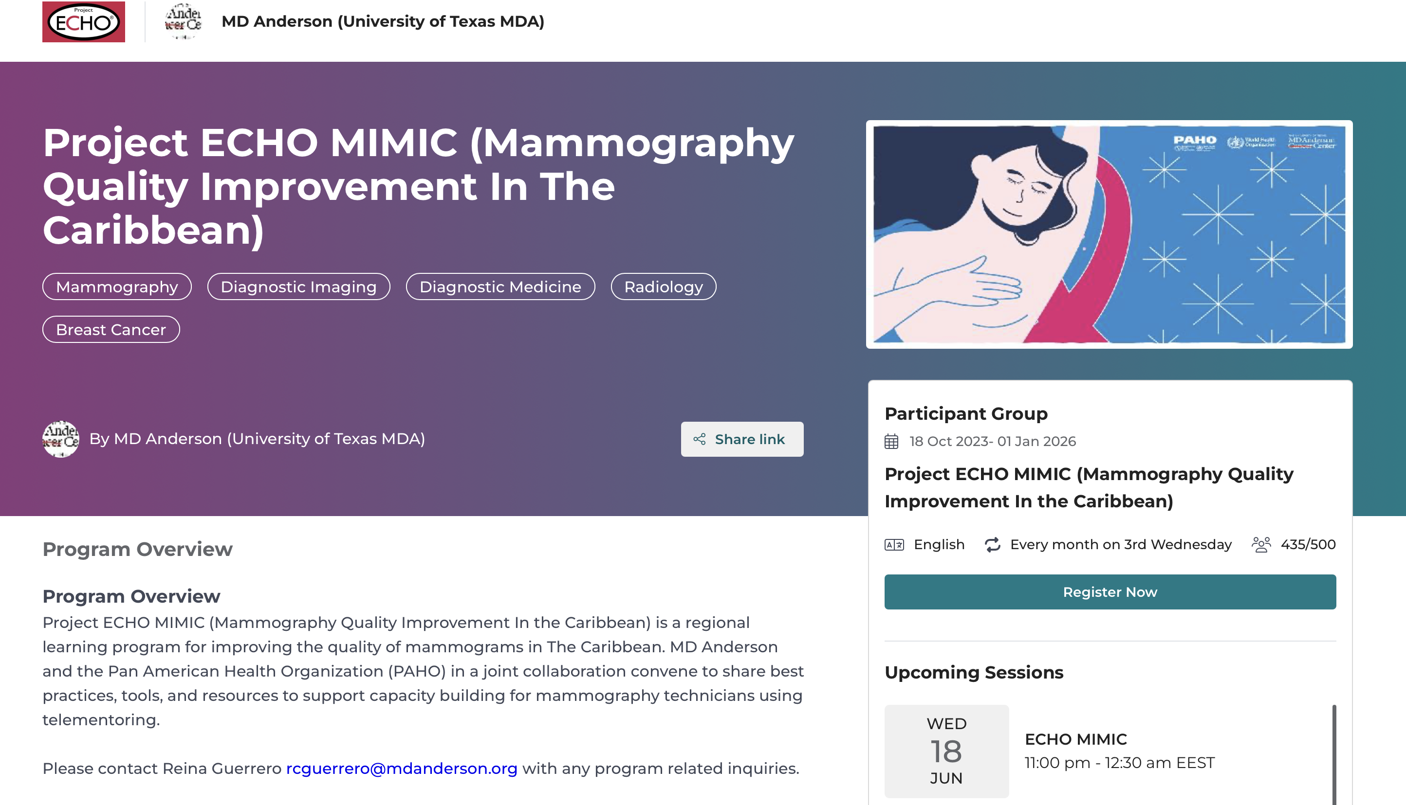 MD Anderson : Project ECHO MIMIC (Mammography Quality Improvement In the Caribbean)