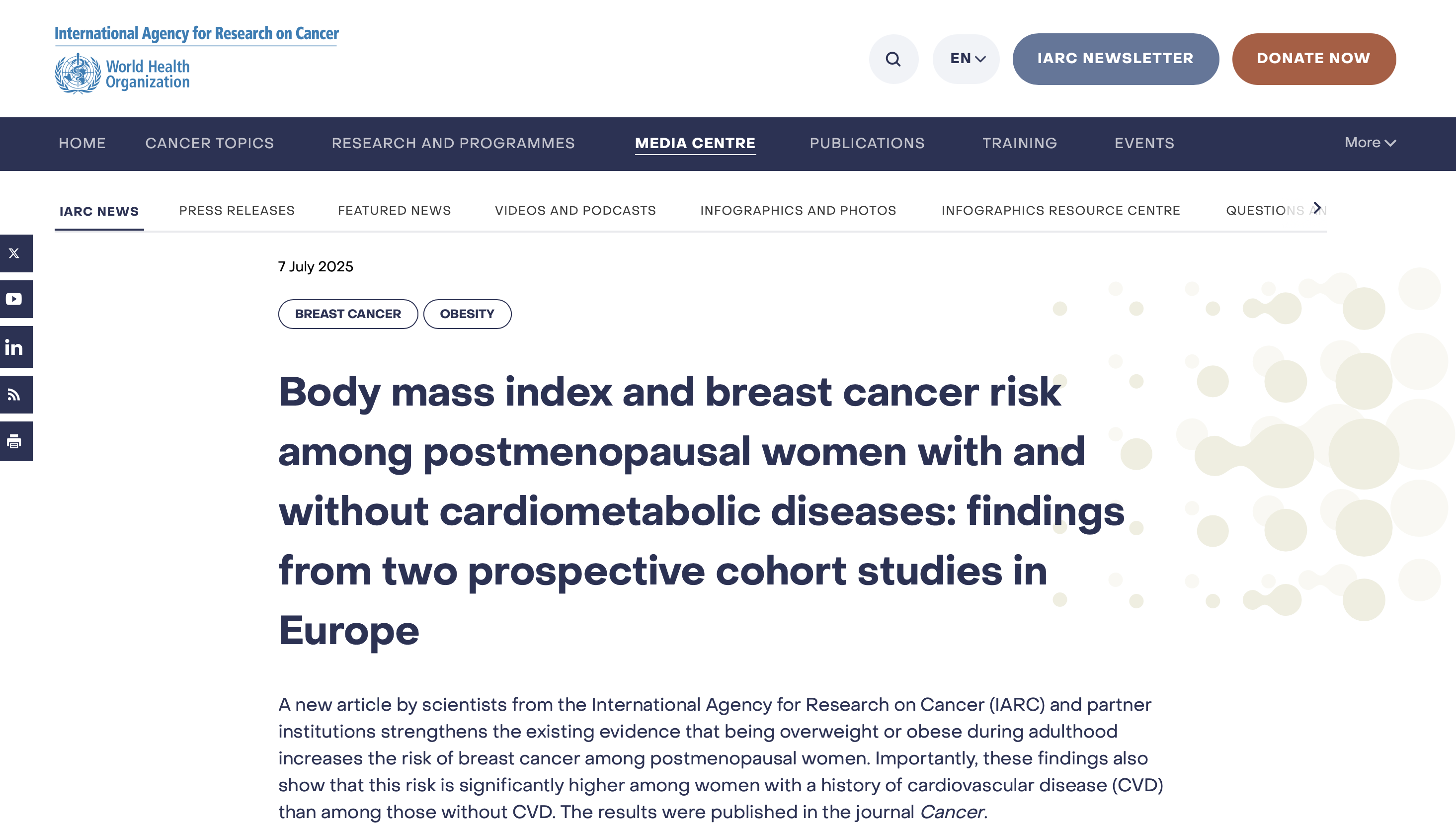 <!-- THEME DEBUG -->
<!-- THEME HOOK: 'field' -->
<!-- FILE NAME SUGGESTIONS:
▪️ field--node--title--community-noticeboard.html.twig
✅ field--node--title.html.twig
▪️ field--node--community-noticeboard.html.twig
▪️ field--title.html.twig
▪️ field--string.html.twig
▪️ field.html.twig
-->
<!-- 💡 BEGIN CUSTOM TEMPLATE OUTPUT from 'themes/custom/whokap/templates/field/field--node--title.html.twig' -->
New research from IARC on Body mass index and breast cancer risk among postmenopausal women with and without cardiometabolic diseases
<!-- END CUSTOM TEMPLATE OUTPUT from 'themes/custom/whokap/templates/field/field--node--title.html.twig' -->