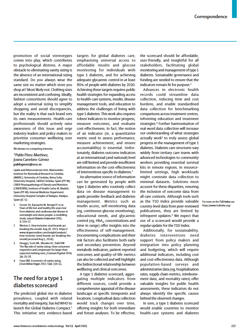 The need for a type 1 diabetes scorecard
