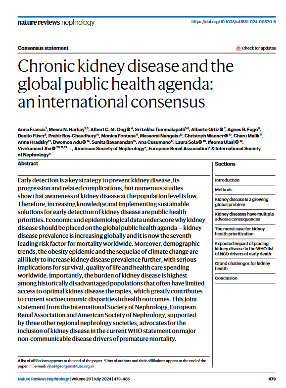 Chronic kidney disease and the global public health agenda: an international consensus