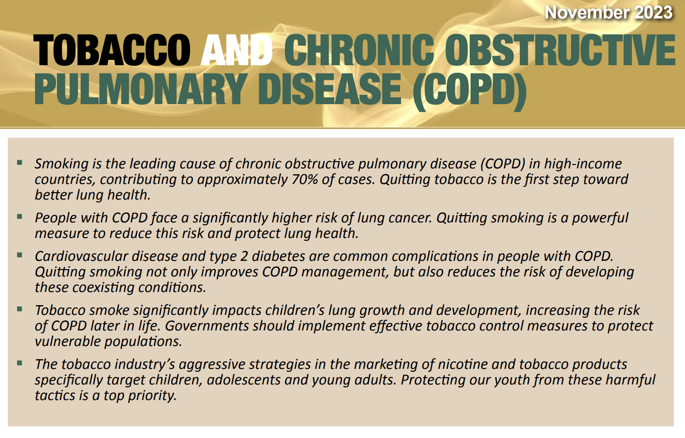 

<!-- THEME DEBUG -->
<!-- THEME HOOK: 'field' -->
<!-- FILE NAME SUGGESTIONS:
   ▪️ field--node--title--gard-community-knowledge-resourc.html.twig
   ✅ field--node--title.html.twig
   ▪️ field--node--gard-community-knowledge-resourc.html.twig
   ▪️ field--title.html.twig
   ▪️ field--string.html.twig
   ▪️ field.html.twig
-->
<!-- 💡 BEGIN CUSTOM TEMPLATE OUTPUT from 'themes/custom/whokap/templates/field/field--node--title.html.twig' -->
Tobacco knowledge summary: Tobacco and COPD 
<!-- END CUSTOM TEMPLATE OUTPUT from 'themes/custom/whokap/templates/field/field--node--title.html.twig' -->

